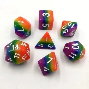 Rainbow Shaded Polyhedral Dice Set