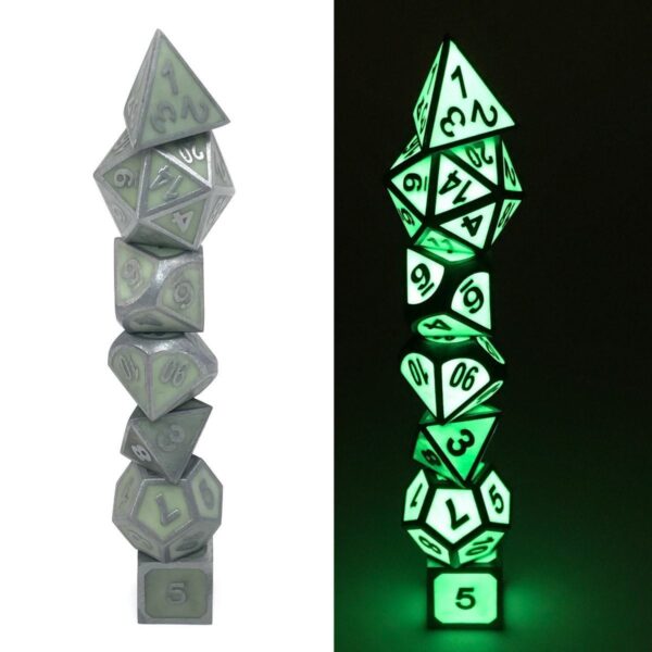 Dice - Glow In The Dark Metal Dice Set