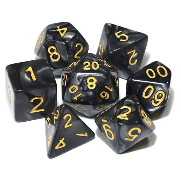 Dice - Marbled Pearl Finish Polyhedral Dice Set