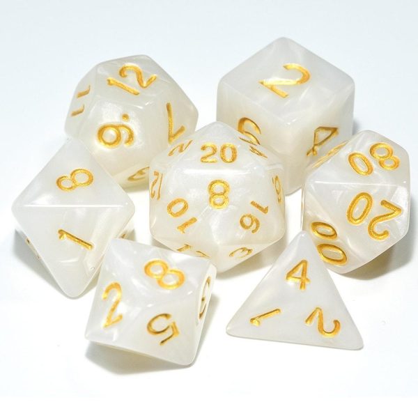 Dice - Marbled Pearl Finish Polyhedral Dice Set